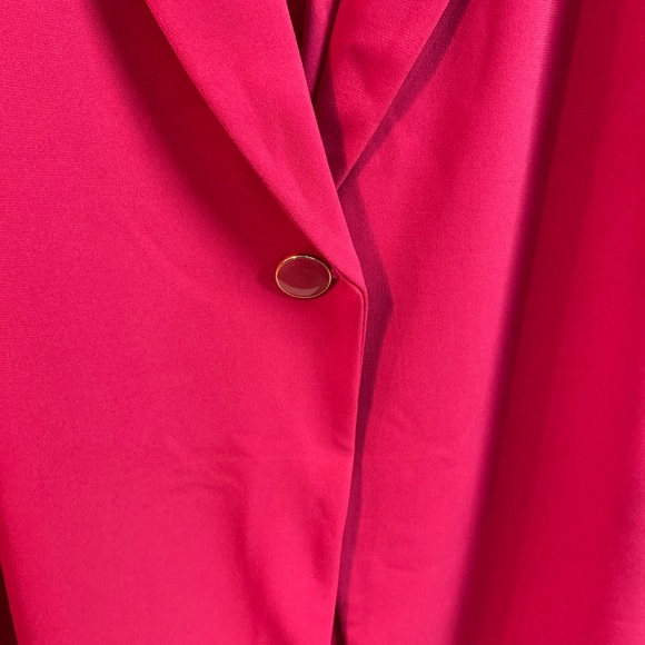 Susan Graver Plus LK Fusion 3/4 Sleeve Cutaway Hem Blazer Passion Pink 4X - Picture 4 of 6